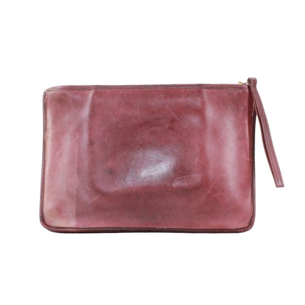 Vintage Coach Maroon Leather Tablet Sleeve Purse Wristlet Bag - Picture 1 of 8